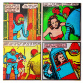 SpaceHawk, martianen en een Damsel Comic Book Page Tegeltje (Voorkant)