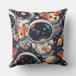 Spacehond Lijntekening Minimalistische Astronaut Kussen