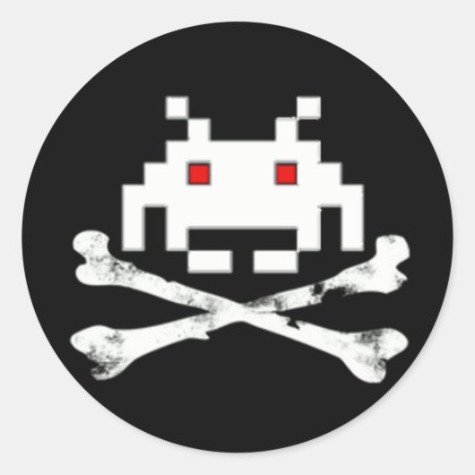spaceinvader crossbones2 ronde sticker (Voorkant)