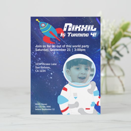 Spaceman Astronaut Buitenruimte Dag Kaart (Staand voorkant)