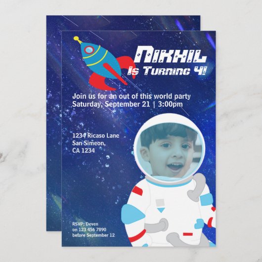 Spaceman Astronaut Buitenruimte Dag Kaart (Voorkant / Achterkant)