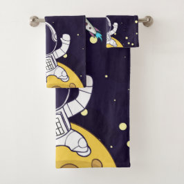 Spaceman Astronaut die de buitenruimte onderzoekt Bad Handdoek