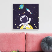 Spaceman Astronaut die de buitenruimte onderzoekt Canvas Afdruk (Insitu (Woonkamer))