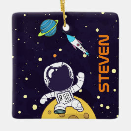 Spaceman Astronaut die de buitenruimte onderzoekt Keramisch Ornament