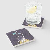 Spaceman Astronaut die de buitenruimte onderzoekt Stenen Onderzetter (Zijkant)