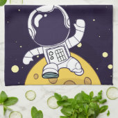 Spaceman Astronaut die de buitenruimte onderzoekt Theedoek (Gevouwen)