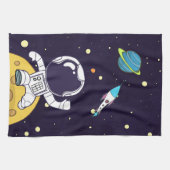 Spaceman Astronaut die de buitenruimte onderzoekt Theedoek (Horizontaal)