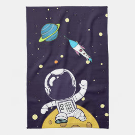 Spaceman Astronaut die de buitenruimte onderzoekt Theedoek