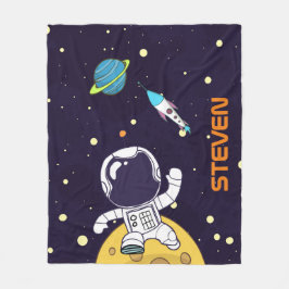 Spaceman Astronaut Floating in Buitenruimte Fleece Deken