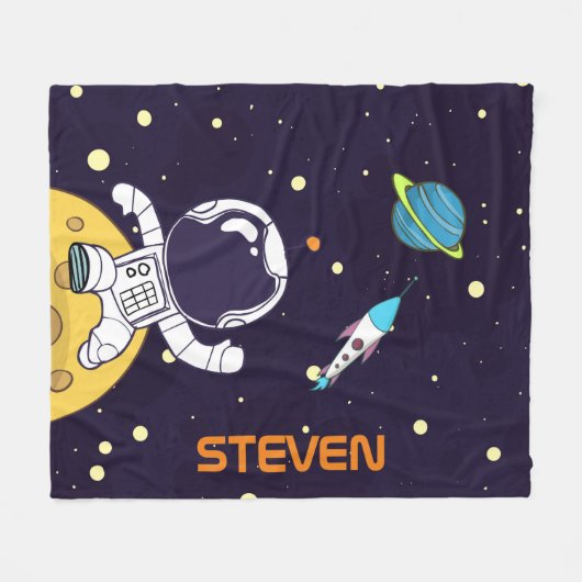 Spaceman Astronaut Floating in Buitenruimte Fleece Deken (Voorkant (Horizontaal))