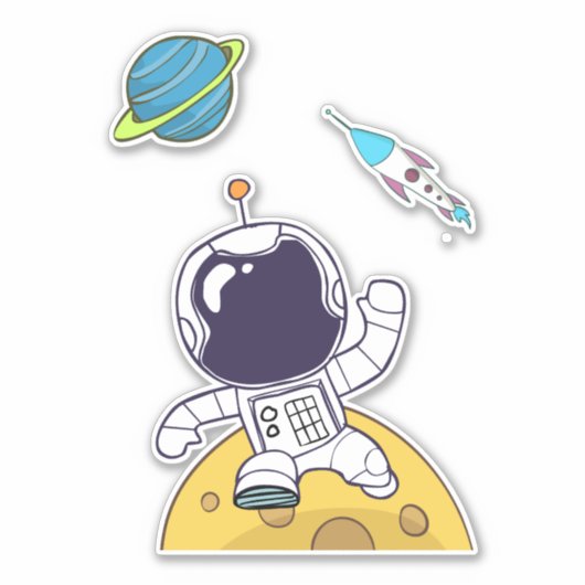 Spaceman Astronaut Floating in Buitenruimte Sticker (Voorkant)