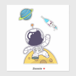 Spaceman Astronaut Floating in Buitenruimte Sticker
