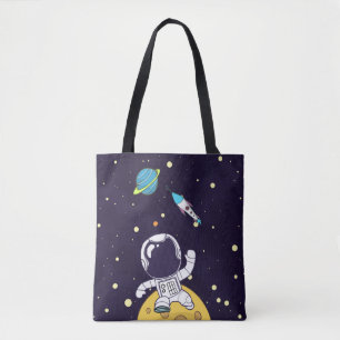 Spaceman Astronaut Floating in Buitenruimte Tote Bag