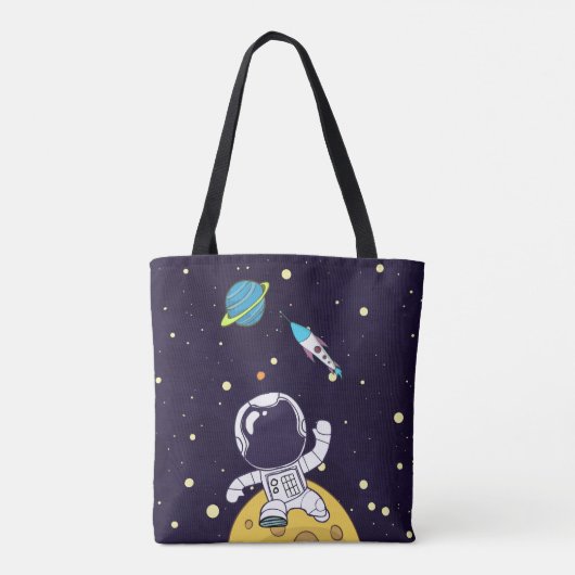 Spaceman Astronaut Floating in Buitenruimte Tote Bag (Achterkant)