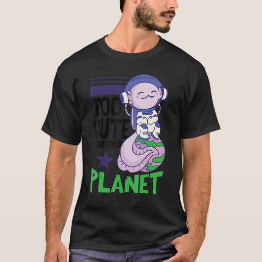 Spaceman Astronaut Space Axolotl T-shirt (Voorkant)