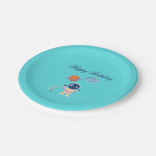 Spaceman cartoon Adventures. Papieren Bordje (Gekanteld)