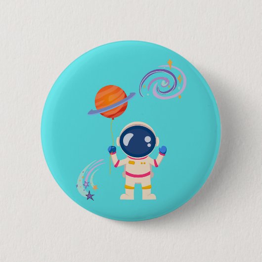 Spaceman cartoon Adventures. Ronde Button 5,7 Cm (Voorkant)