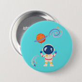Spaceman cartoon Adventures. Ronde Button 7,6 Cm (Voorkant /achterkant)
