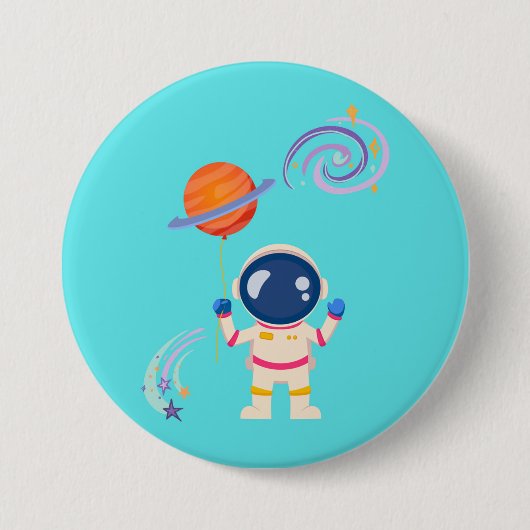 Spaceman cartoon Adventures. Ronde Button 7,6 Cm (Voorkant)