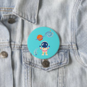 Spaceman cartoon Adventures. Ronde Button 7,6 Cm (In situ)