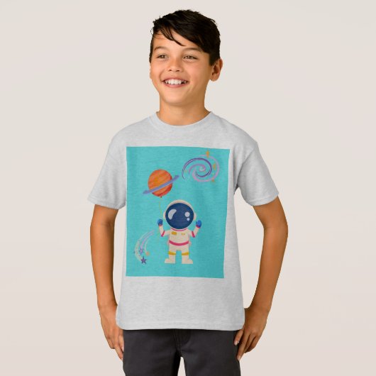 Spaceman cartoon Adventures. T-shirt (Voorkant volledig)