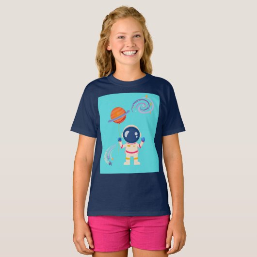 Spaceman cartoon Adventures. T-shirt (Voorkant volledig)