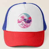 Spaceman die de grote golf surft trucker pet (Voorkant)