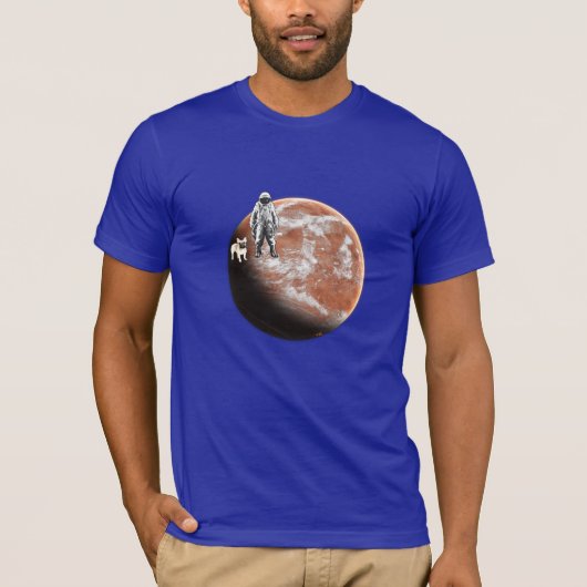 Spaceman met kleine hond t-shirt (Voorkant)