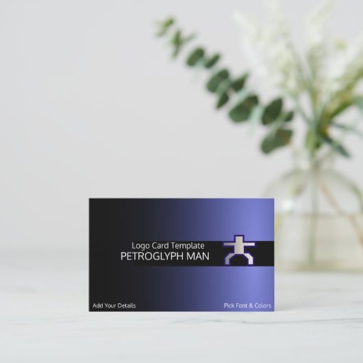 Spaceman of art Petroglyph Man Logo Visitekaartje (Staand voorkant)