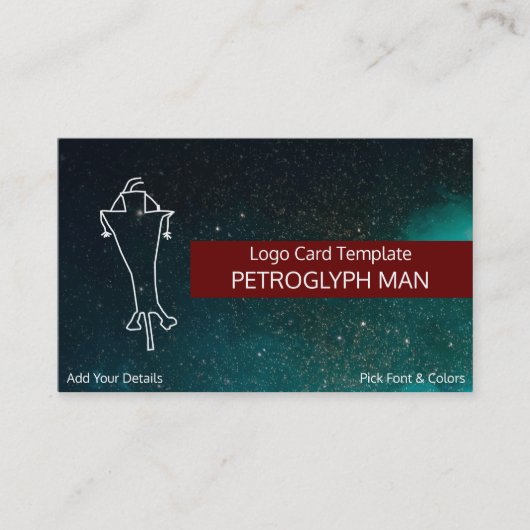 Spaceman of art Petroglyph Man Logo Visitekaartje (Voorkant)