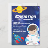 Spaceman Outer Space Star Fled Sky Birthday Kaart (Voorkant)