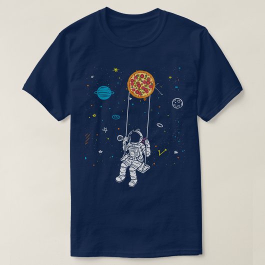 Spaceman Pizza, Funny Fast Food Solar System Astro T-shirt (Design voorkant)