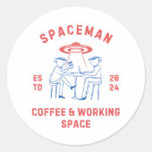 spaceman retro ronde sticker (Voorkant)