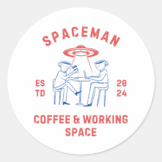 spaceman retro ronde sticker