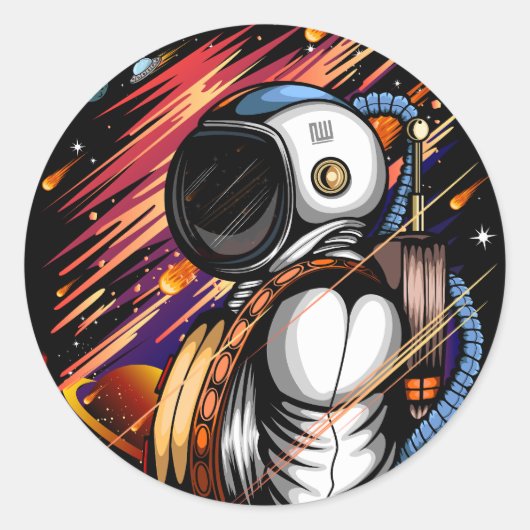 Spaceman Ronde Sticker (Voorkant)