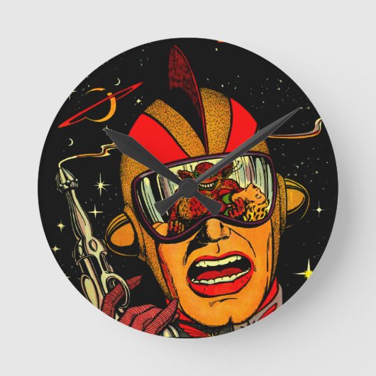 Spaceman Sci-Fi Astronaut Comic Art Ronde Klok (Voorkant)