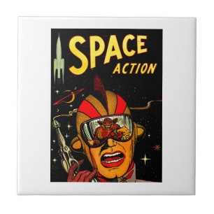 Spaceman Sci-Fi Astronaut Comic Art Tegeltje