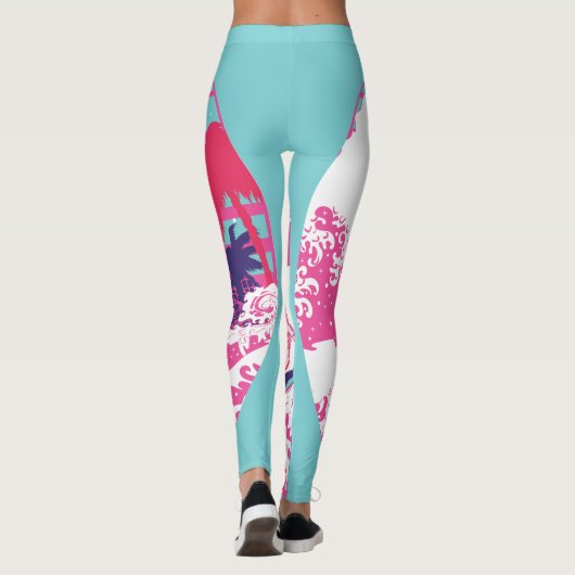 Spaceman surft de roze Grote Golf Leggings (Achterkant)