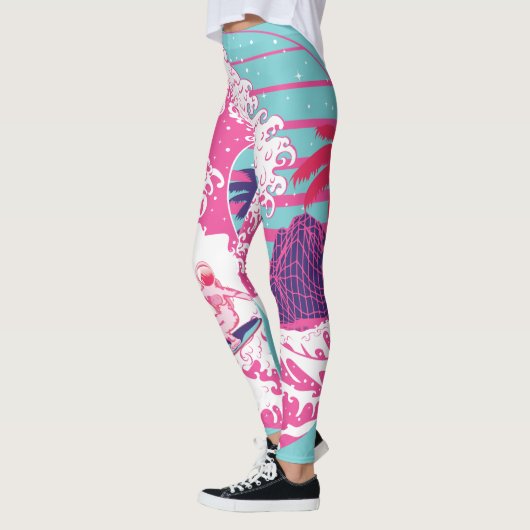 Spaceman surft de roze Grote Golf Leggings (Links)