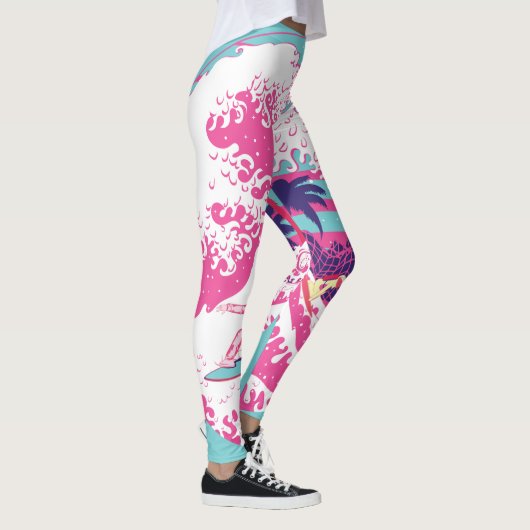 Spaceman surft de roze Grote Golf Leggings (Rechts)