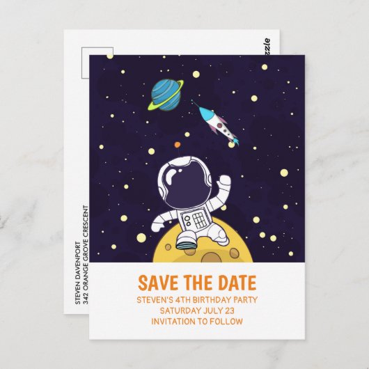 Spaceman Verkennen van de ruimte Bewaar de datum Briefkaart (Voorkant / Achterkant)