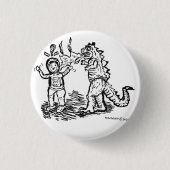 Spaceman versus de dinosaurus ronde button 3,2 cm (Voorkant)
