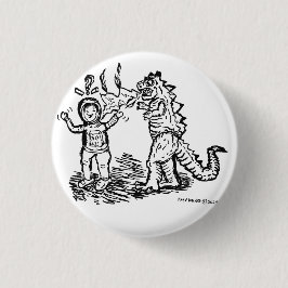 Spaceman versus de dinosaurus ronde button 3,2 cm