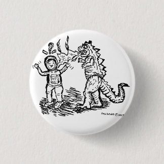 Spaceman versus de dinosaurus ronde button 3,2 cm
