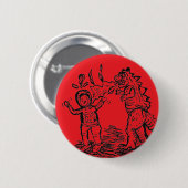 Spaceman versus Dinosaurus man pin rug Button rood (Voorkant /achterkant)