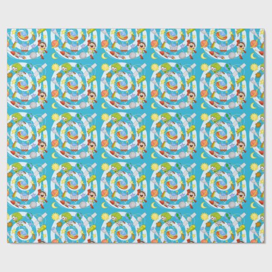 Spaceman vs. Alien Glossy Wrapping Paper, 30 x 15  Cadeaupapier (Vlak)