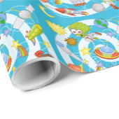 Spaceman vs. Alien Glossy Wrapping Paper, 30 x 15  Cadeaupapier (Rol Hoek)