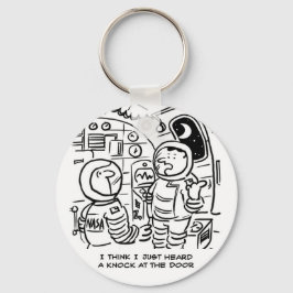 Spacemen in een ruimteschip Cartoon. Funny Cartoon Sleutelhanger