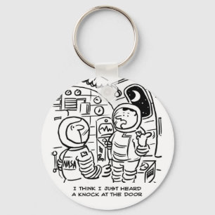 Spacemen in een ruimteschip Cartoon. Funny Cartoon Sleutelhanger