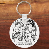 Spacemen in een ruimteschip Cartoon. Funny Cartoon Sleutelhanger (Voorkant)